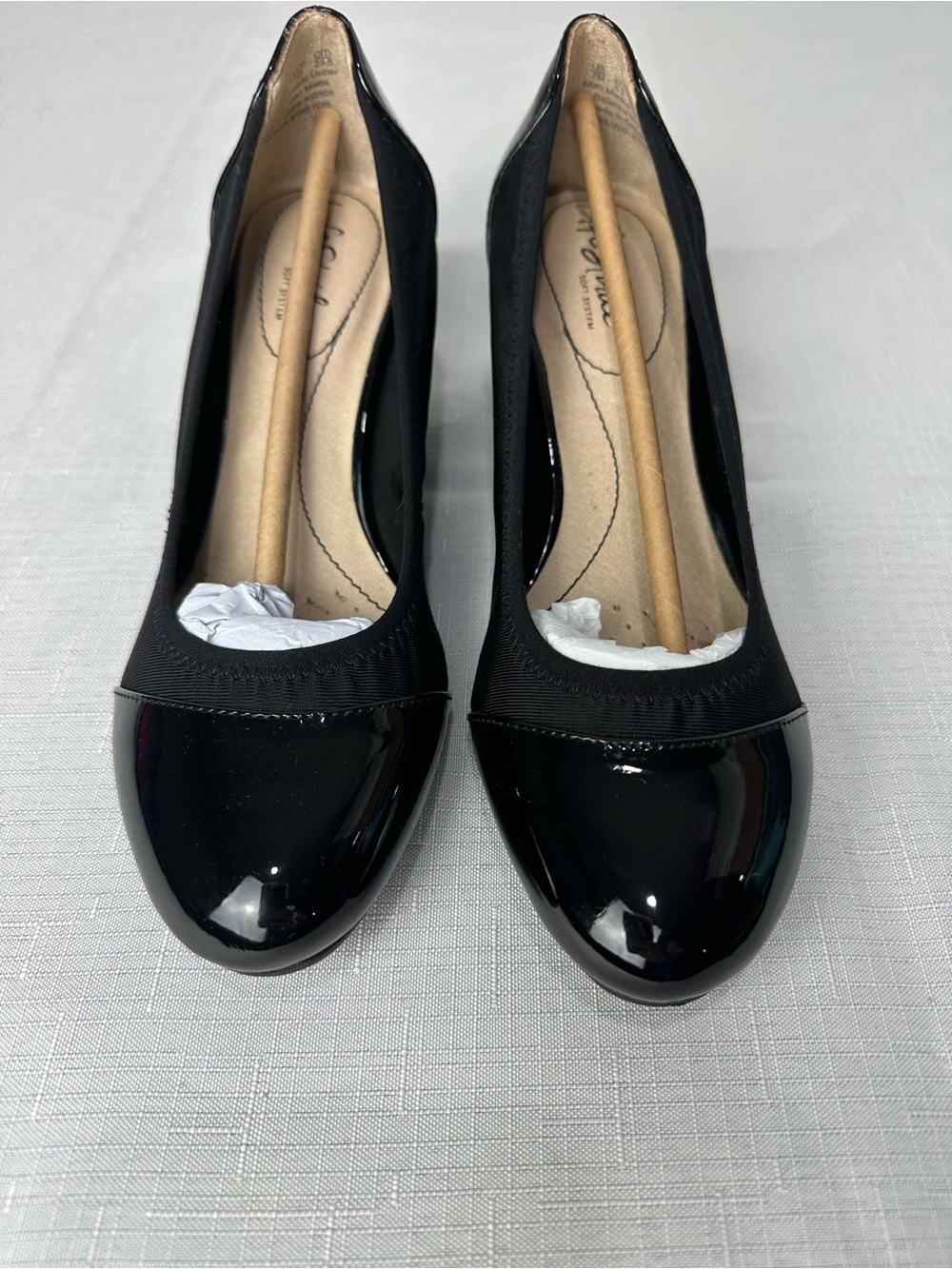 Life Stride Juliana Black Stretch Wedge Pumps 7M